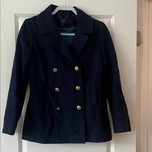 J. Crew Women's Dark Blue Peacoat with Gold Buttons